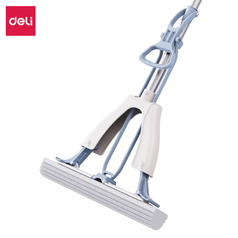 得力 LQ136得心日用手动清洁工具胶棉拖把(对折式)(28cm)(蓝色)(1把)