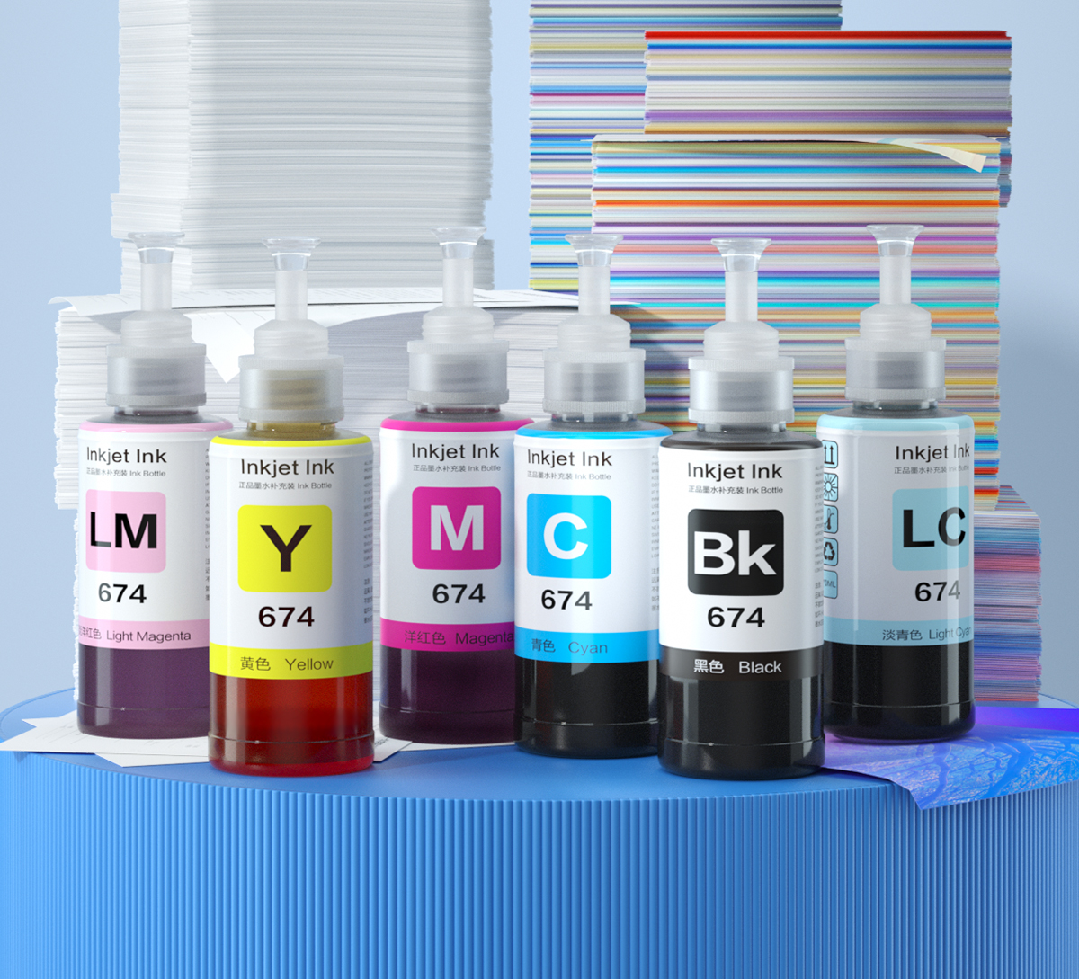 非原装 适用爱普生墨水674六色L805打印机R330 L1800 L800 L801 L810 L850黑彩色1390 R230 R330连供补充装T50非原装