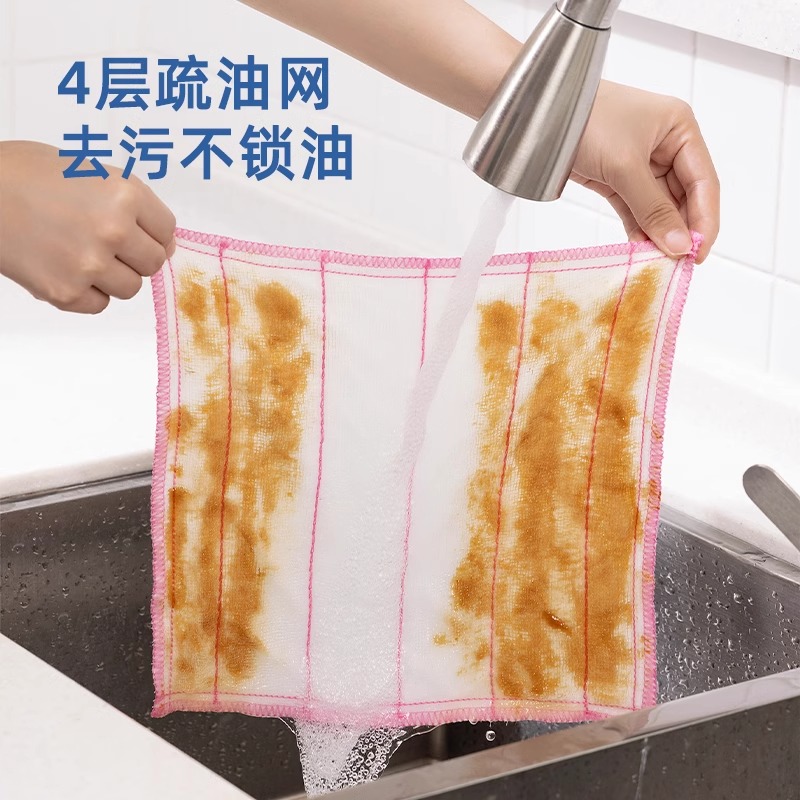 得力 得心LQ393/LQ394洗碗布 吸水去油厨房清洁布28x28cm粘胶纤维 (混色)(10片/包)