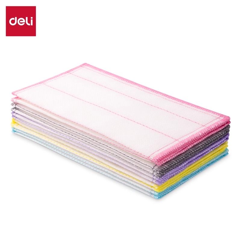 得力 得心LQ393/LQ394洗碗布 吸水去油厨房清洁布28x28cm粘胶纤维 (混色)(10片/包)