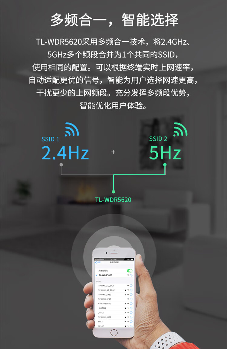TP-LINK千兆路由器 AC1200无线家用 5G双频WiFi WDR5620千兆 光纤适用