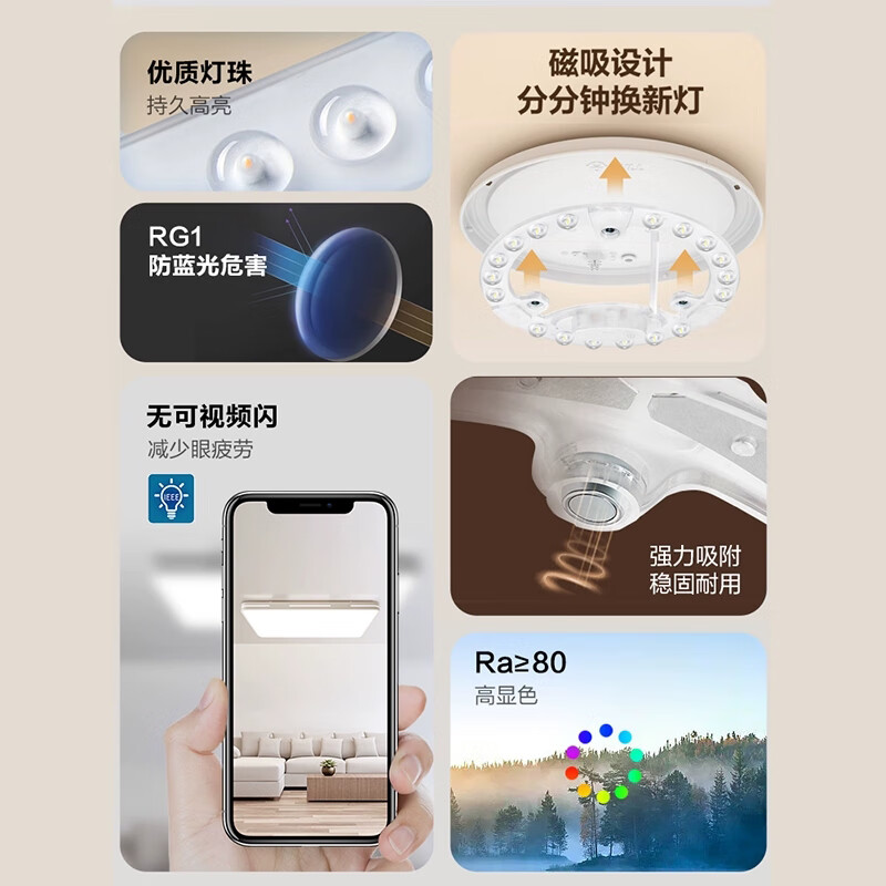 公牛 LED吸顶灯替换灯芯磁吸灯盘 24W/白光6500K/直径215mm 客厅卧室改造节能灯珠无频闪超亮灯贴